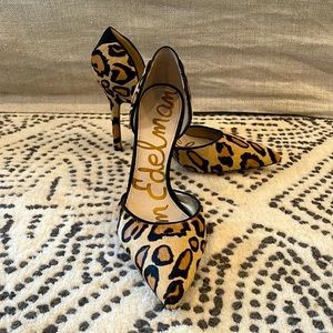 Sam Edelman DELILAH Leopard Print Calf Hair d’Orsay Pump sz 8/38